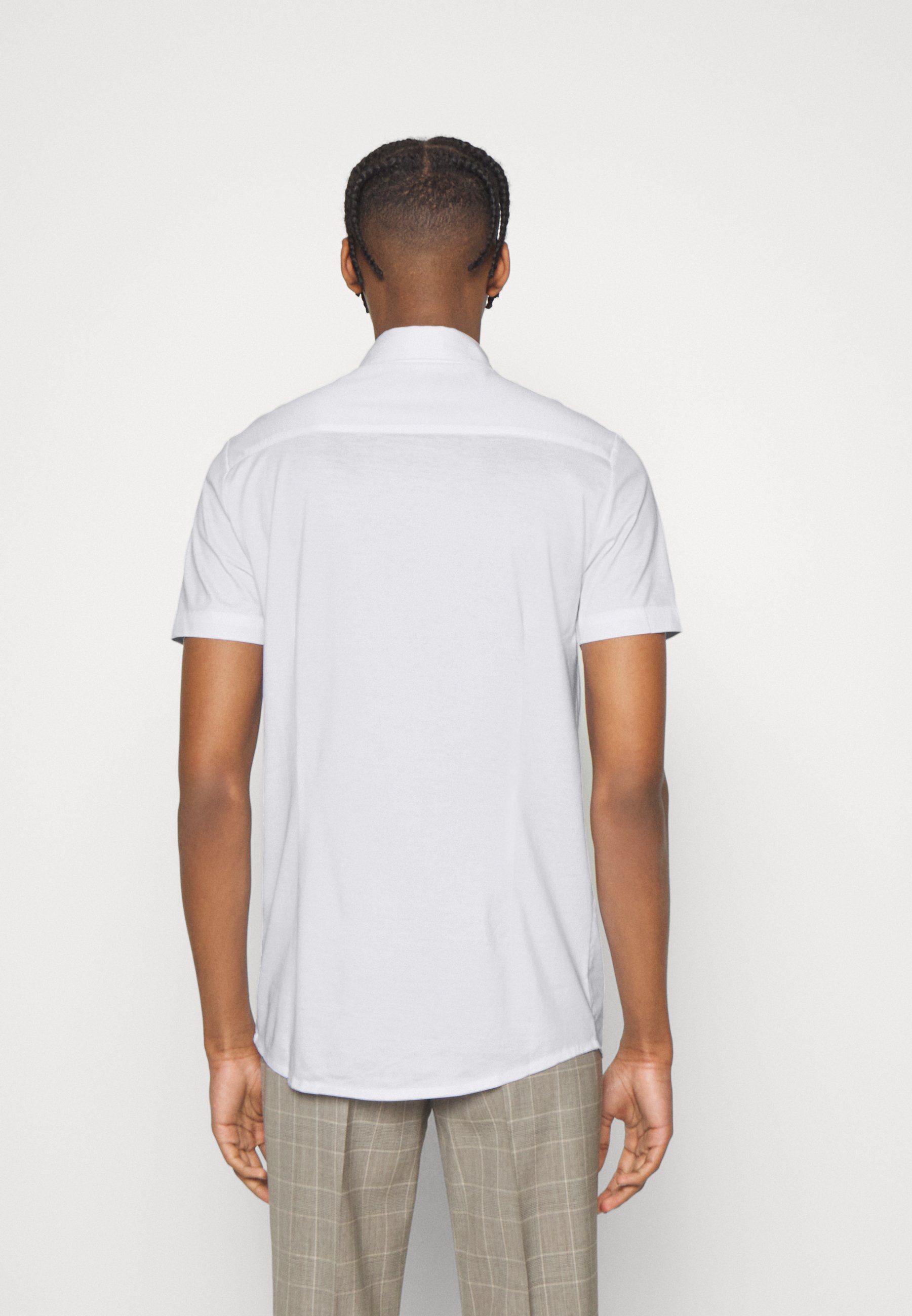 Emporio Armani Mens Mercerised Cotton Short Sleeve Shirt in White
