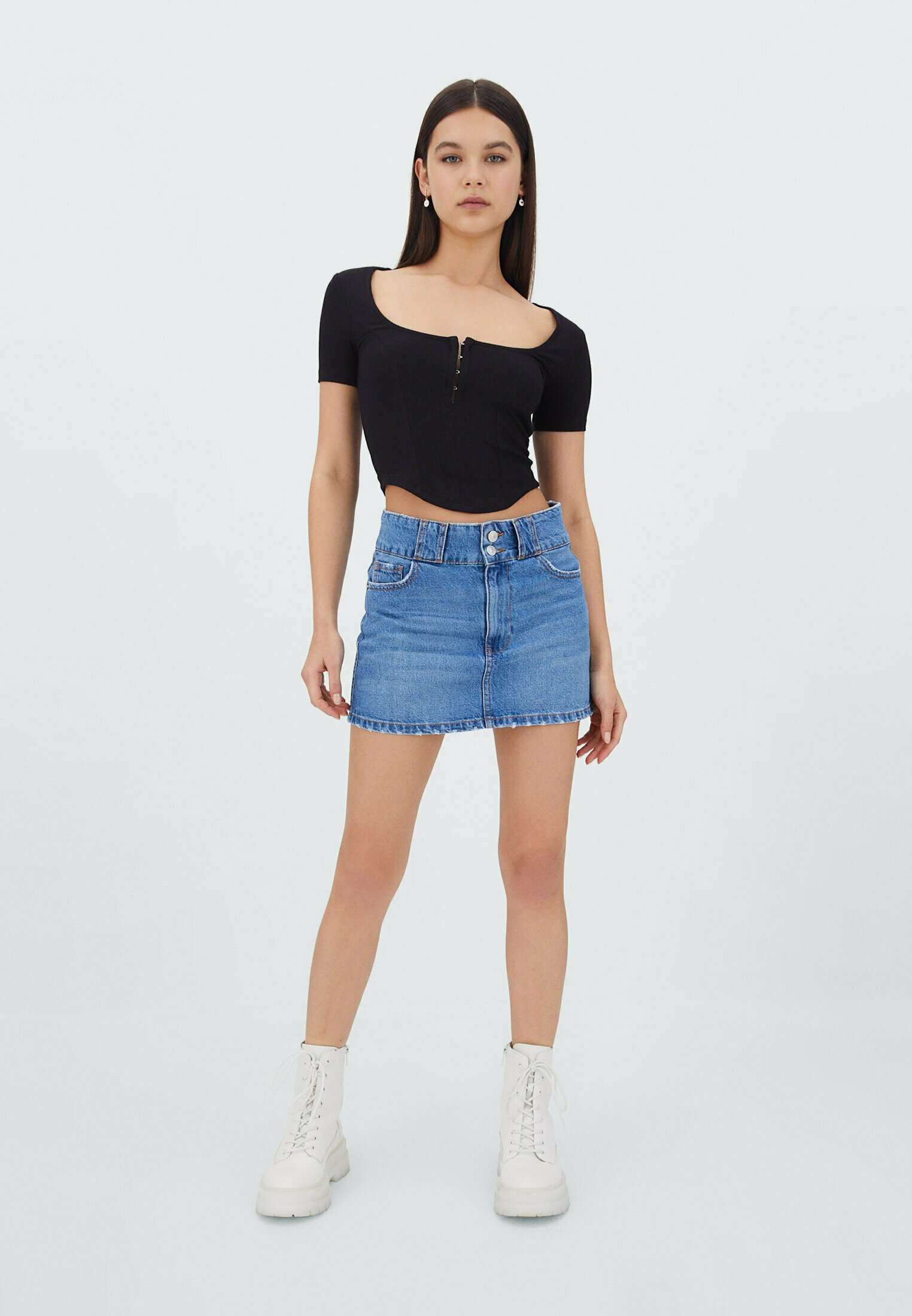 Stradivarius Gonna di jeans - mottled royal blue/blu reale screziato -  Zalando