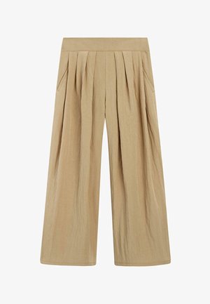 Massimo Dutti, PALAZZO TROUSERS WITH BOX PLEATS - Pantalon classique - brown