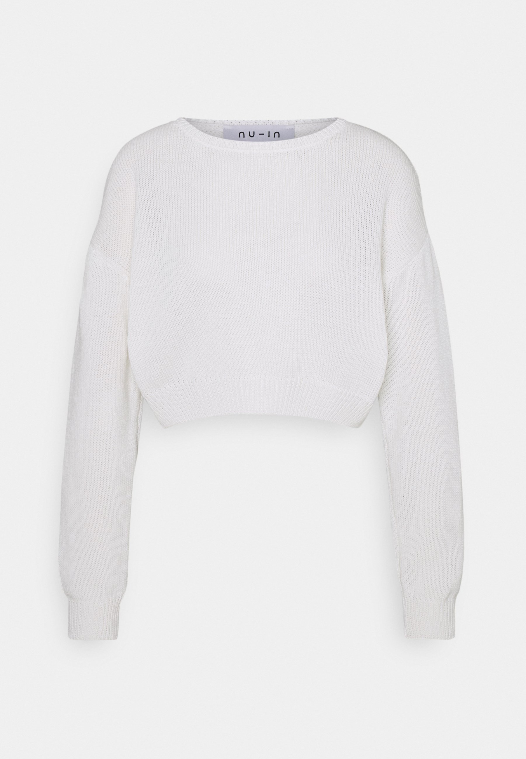 Missguided Petite CROPPED Stickad tröja off white Missguided Petite CROPPED Stickad tröja off white