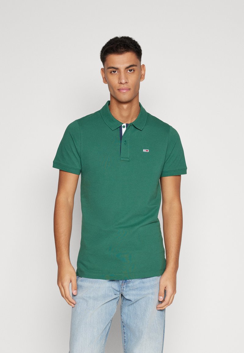 Tommy Jeans SLIM PLACKET - Polo - court green