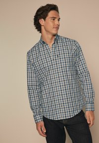 Next EASY OXFORD - Camicia - blue charcoal grey marl gingham