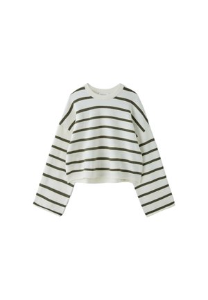 Stradivarius, WIDE SLEEVE CROPPED KNIT JUMPER - Jumper - white