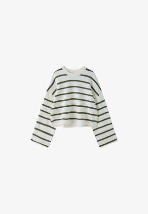 Stradivarius, WIDE SLEEVE CROPPED KNIT JUMPER - Jumper - white