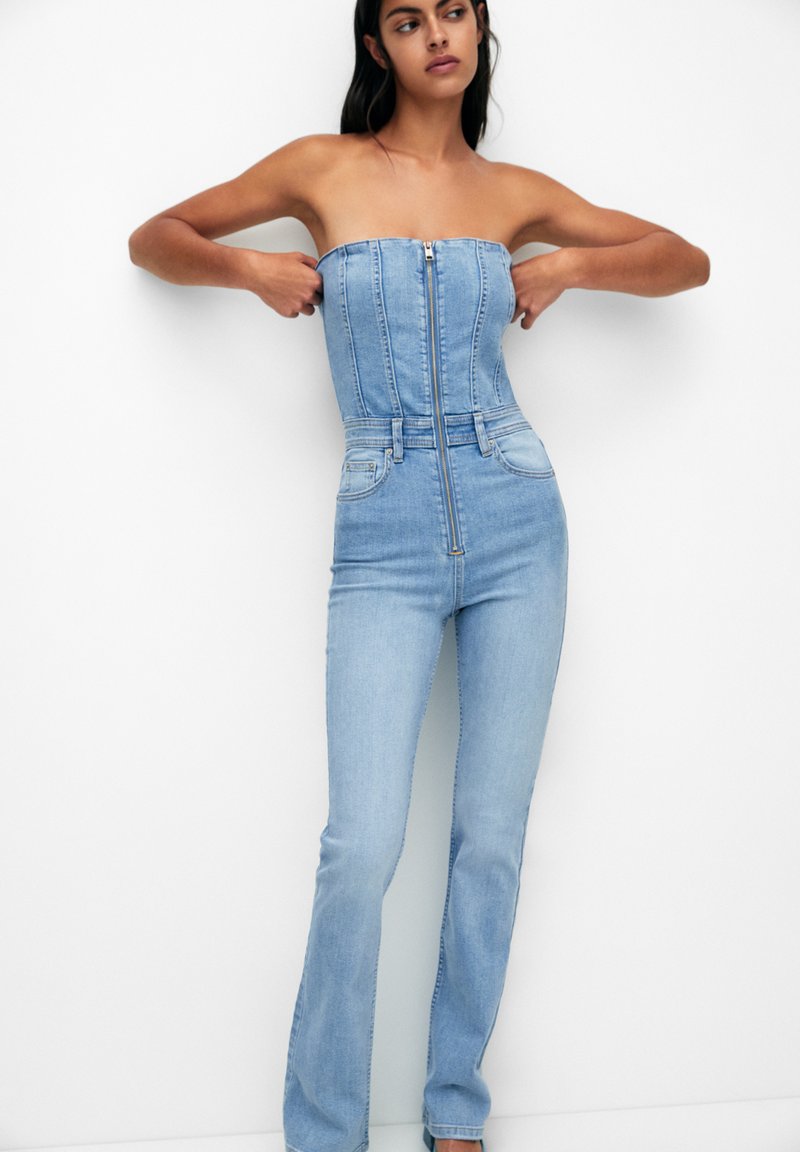 PULL&BEAR CORSET Jumpsuit blue denim Zalando.de