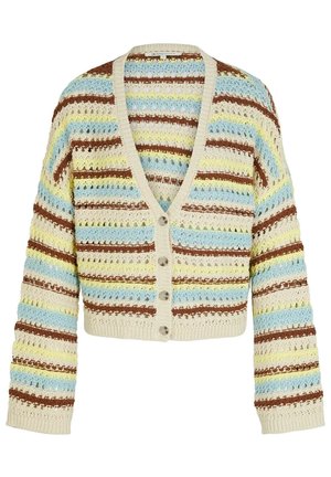 MIT GROBER STRUKTUR - Vest - blue creme brown stripe