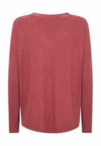 Langærmet top lavet af tekstureret, bordeaux stof med en løs pasform, rund halsudskæring og en let buet kant.