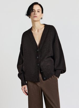 Strickjacke - marrone scuro melange