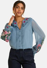 Blúzka - blue embroidered