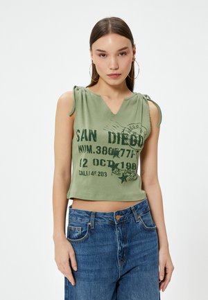 Koton V NECK TANK - Top - khaki