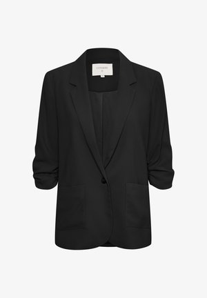 Czarna marynarka z klapami z wycięciem, marszczonymi rękawami, zapinana na jeden guzik, z dwoma naszywanymi kieszeniami z przodu, rozmiar 38, marki Cream.