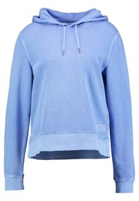 Sudadera con capucha azul claro hecha de una suave mezcla de algodón, con un bolsillo tipo canguro frontal, capucha con cordón y puños y dobladillo acanalados.