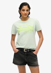 Superdry & Co VINTAGE LOGO NEON - Camiseta estampada - harbour grey