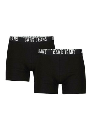 Zwarte boxershorts met een witte, gebrandmerkte elastische tailleband met de opdruk "CARS JEANS". Gemaakt van een gladde, rekbare stof.