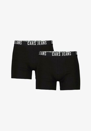 Zwarte boxershorts met een witte, gebrandmerkte elastische tailleband met de opdruk "CARS JEANS". Gemaakt van een gladde, rekbare stof.