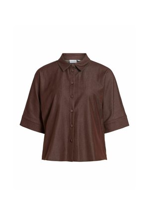 VILA, DENIM SHIRT VIOFALA SHORT SLEEVED - Chemisier - coffee bean