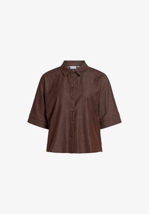 VILA, DENIM SHIRT VIOFALA SHORT SLEEVED - Chemisier - coffee bean