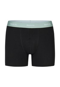 Svarta bomullboxershorts med ett ljusmyntgrönt elastiskt midjeband som visar "Phil & Co." i vitt. Har en figurnära design med sömdetaljer.
