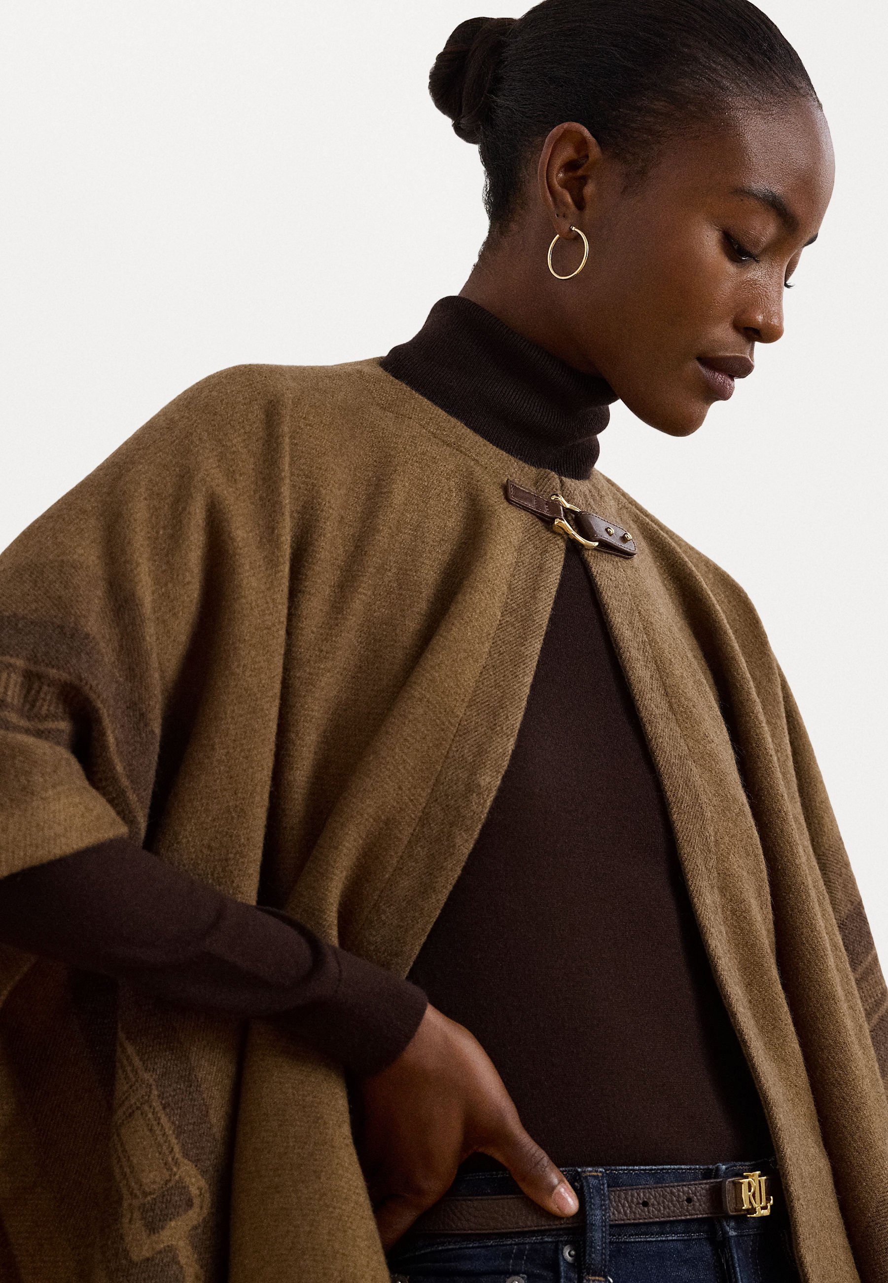 louren DRAPE CAPE BLOUSE brown（Ralph Lauren Home Langdon