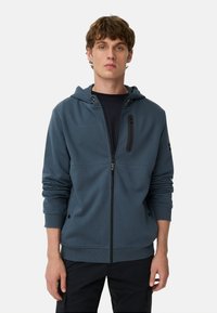 camel active MIT KAPUZE - Sweater met rits - tinted blue