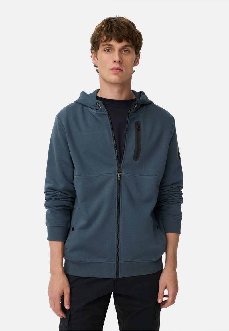 camel active MIT KAPUZE - Sweater met rits - tinted blue