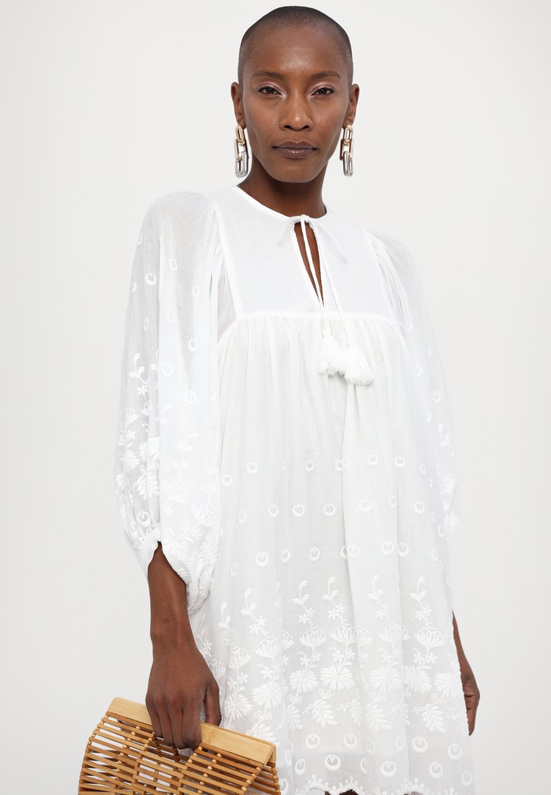 sachin and babi light blue dress ZARA EMBROIDERED MINI DRESS WITH BELT OYSTER WHITE main image 1