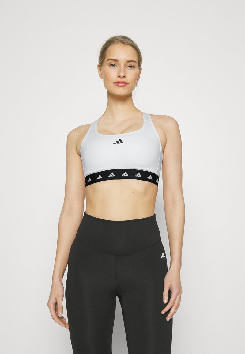 adidas Performance Medium support sports bra white/black/white
