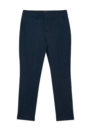 Navy-Hosen aus glattem Stoff mit maßgeschneidertem Design. Sie verfügen über zwei Seitentaschen und einen Reißverschluss. Flacher Frontschnitt mit geradem Bein.