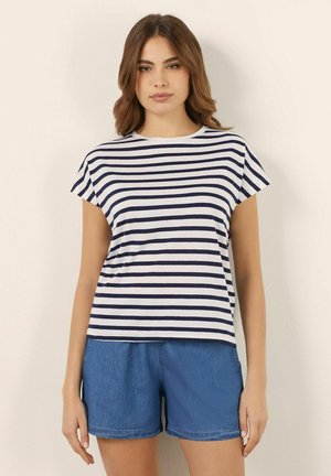 T-shirt med print - bluewhite stripes