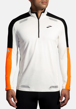 RUN VISIBLE 1/2 ZIP 2.0 - Longsleeve - ecru fluoro flash black