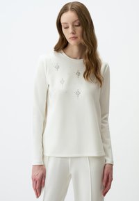 CREW NECK STONE EMBROIDERED  - Sweatshirt - ecru