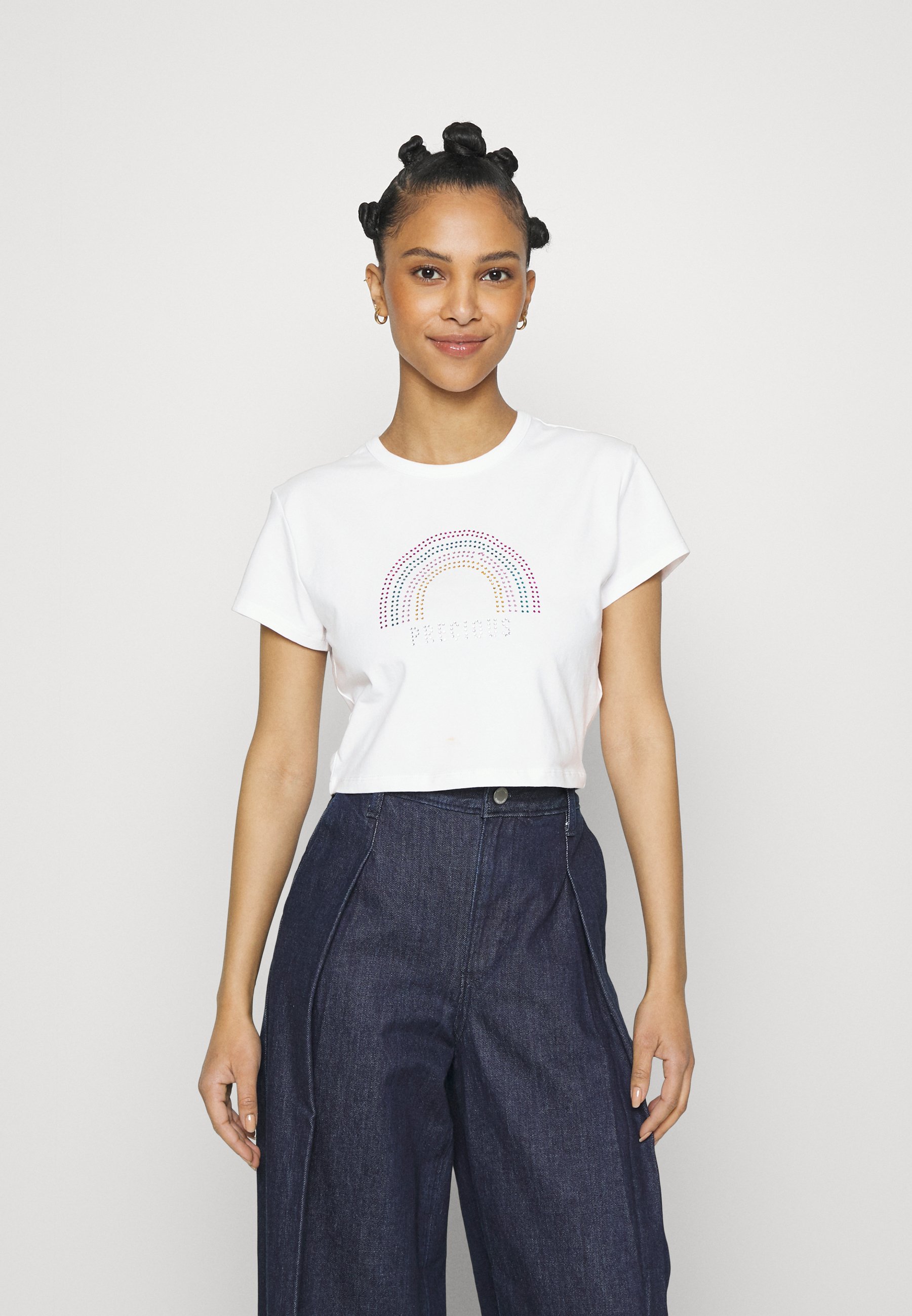 Women's DKNY Foil Rhinestone Logo T-Shirt in White Dkny : Tops & T-Shirts : Oman