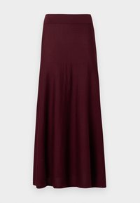 Fustă maxi burgund cu talie netedă și elastică; design fluid cu o ușoară evazare de la șolduri; confecționată dintr-un material ușor.