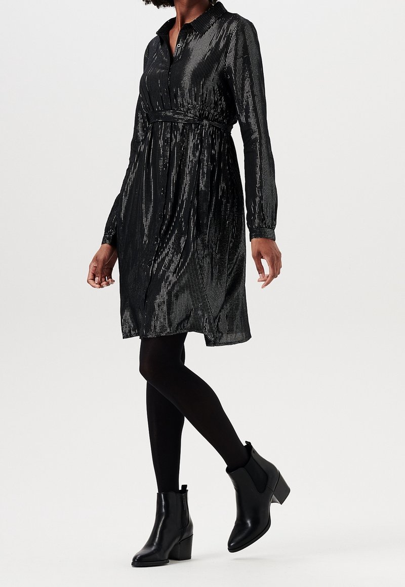 slim fit dress slacks MO&Co. Women's Black Sequin T-Shirt Party Dress Pullover with Letter Black Size S main image 0