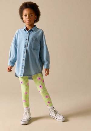 Leggings - Hosen - green pink gingham flower