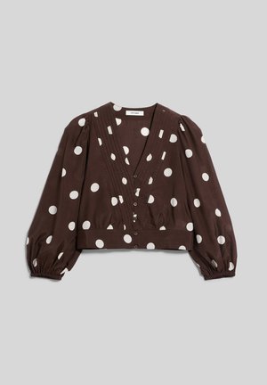 ENRICA LANE CROPPED BLOUSE WITH PIN TUCKS - Blúzka - polka dot  dark chocolate sn
