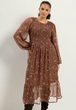 Yours Clothing, PLUS SIZE FLORAL DRESSES - Robe de jour - brown