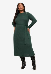 PLUS SIZE FIT  LONG SLEEVE BELTED COSY  - Džemperkleita - green