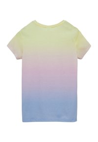 Korte mouwen T-shirt van katoen met pastel ombre ontwerp dat overgaat van geel naar roze naar lichtblauw. Zachte textuur, ronde hals.