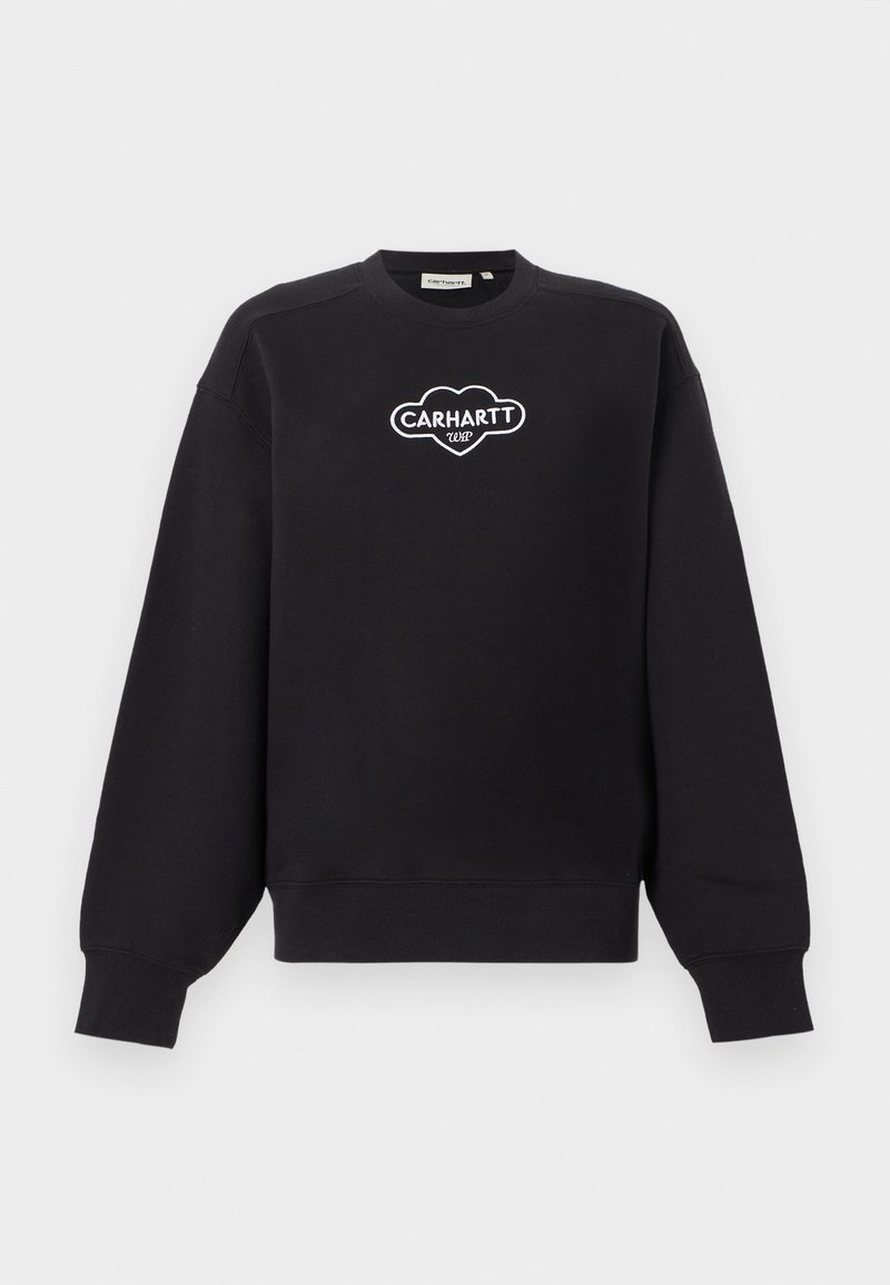 Felpa nera a manica lunga con scollo tondo, con logo "Carhartt WIP" all'interno di una forma a cuore sul petto, polsini e orlo a costine.