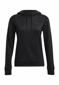 Czarna bluza z kapturem, z kieszenią z przodu, długimi rękawami i sznurkiem do regulacji. Wykonana z gładkiego materiału, z logo na klatce piersiowej.