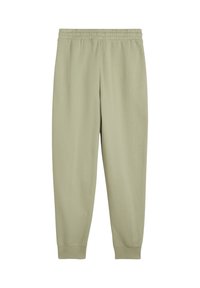 Lys grønne sweatpants med elastisk talje, afsluttede ben og en blød tekstur. Ingen synlige mønstre eller udsmykninger.