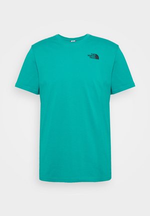 Tyrkysové tričko s krátkým rukávem vyrobené z bavlny s kulatým výstřihem. Na levé straně hrudníku černé logo. Jednoduchý design bez vzorů.