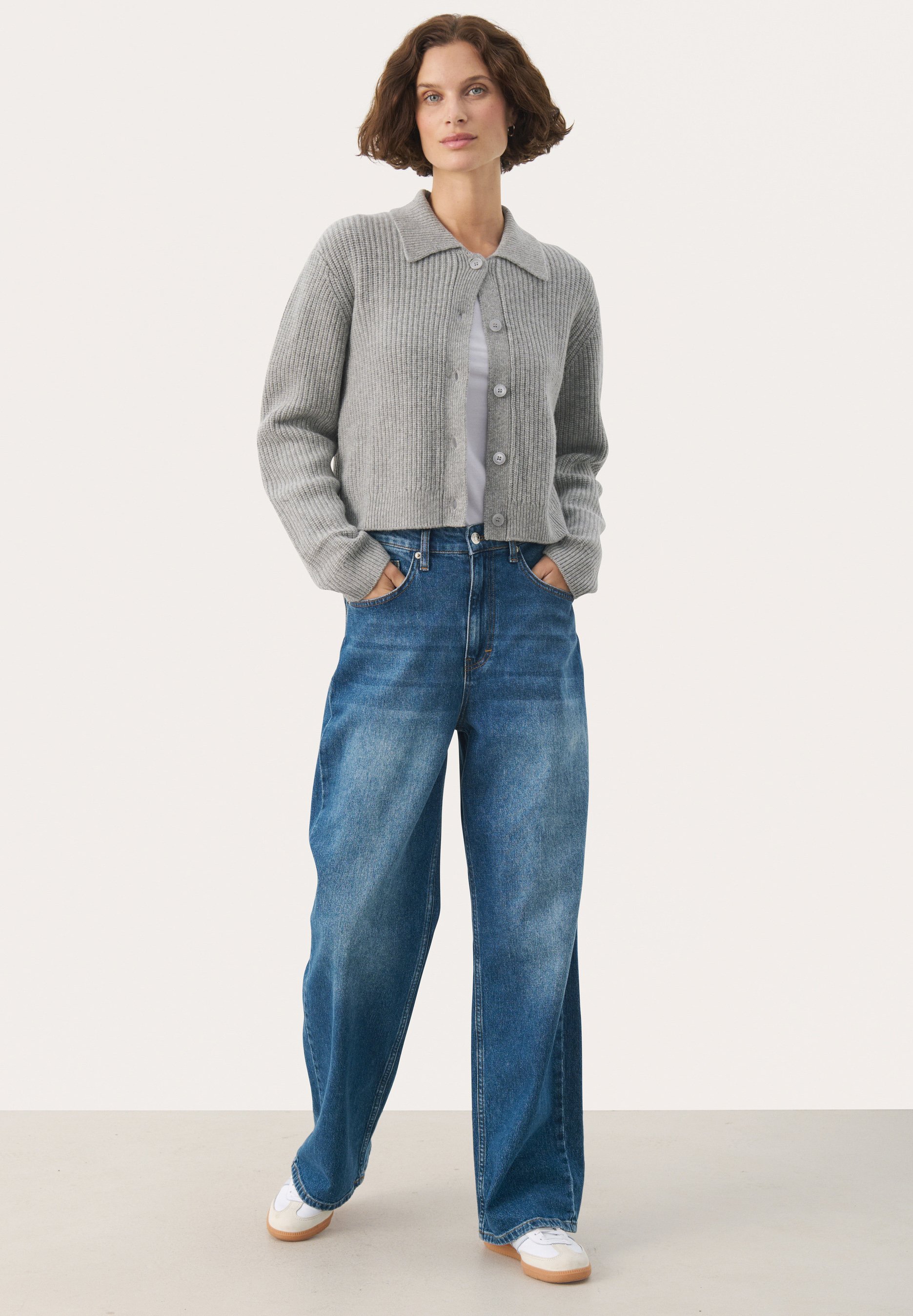 Part Two LUCIANNAPW CA - Cardigan - medium grey melange/light grey