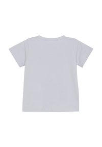 Lys grå kortærmet t-shirt lavet af blødt bomuld, med rund halsudskæring og syede sømme, designet til afslappet brug.