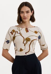 Lauren Ralph Lauren Petite PRINT STRETCH COTTON BOATNECK TEE - Triko s potiskem - cream multi