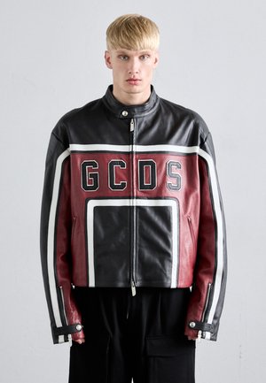 RACING JACKET - Leather jacket - black/dark red