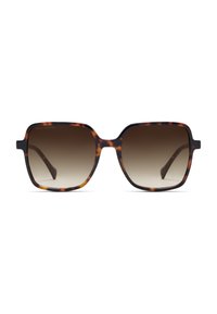 Schildpadbril met een vierkant frame en gradient lenzen, met dikke pootjes en een matte afwerking.