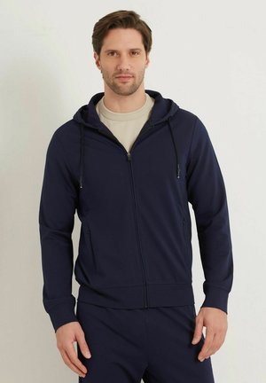 Sweat zippé - blu scuro  tinta unita