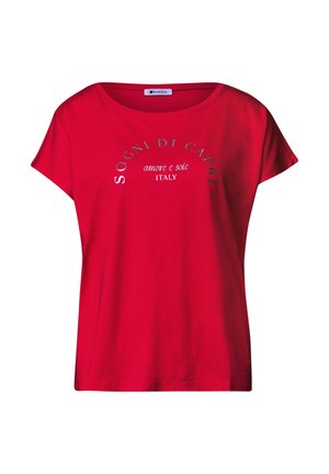 Street One, DROP-SHOULDER SHIRT WITH ROUND NECK - T-shirt imprimé - salsa red